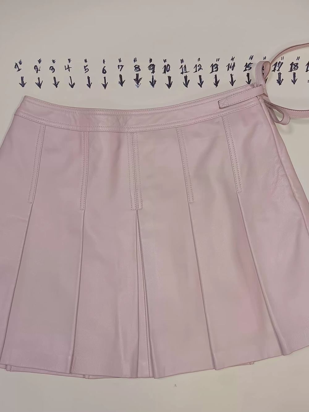 Pleated Leather Mini Skirt - Light Pink